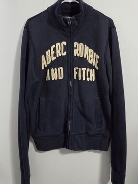 Vintage Y2k Era Abercrombie & Fitch Navy Zip-Up Sweatshirt